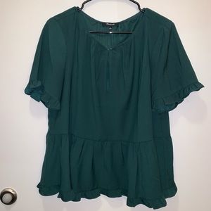 MADEWELL SATIN emerald peplum top